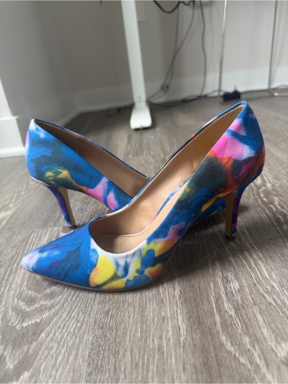 BCBGeneration Blue Multi Floral Pointed-Toe Stilettos